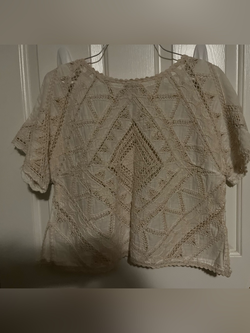 crème crochet free people crop tee